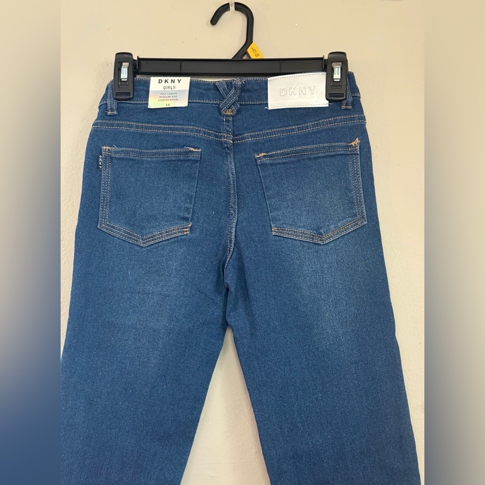 Girls Jeans Size 14 Blue Skinny Stretch Denim Distressed NWT” DKNY mtp(13) - Picture 8 of 9